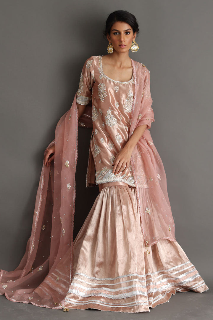 Pink-Shirt, Gharara And Dupatta