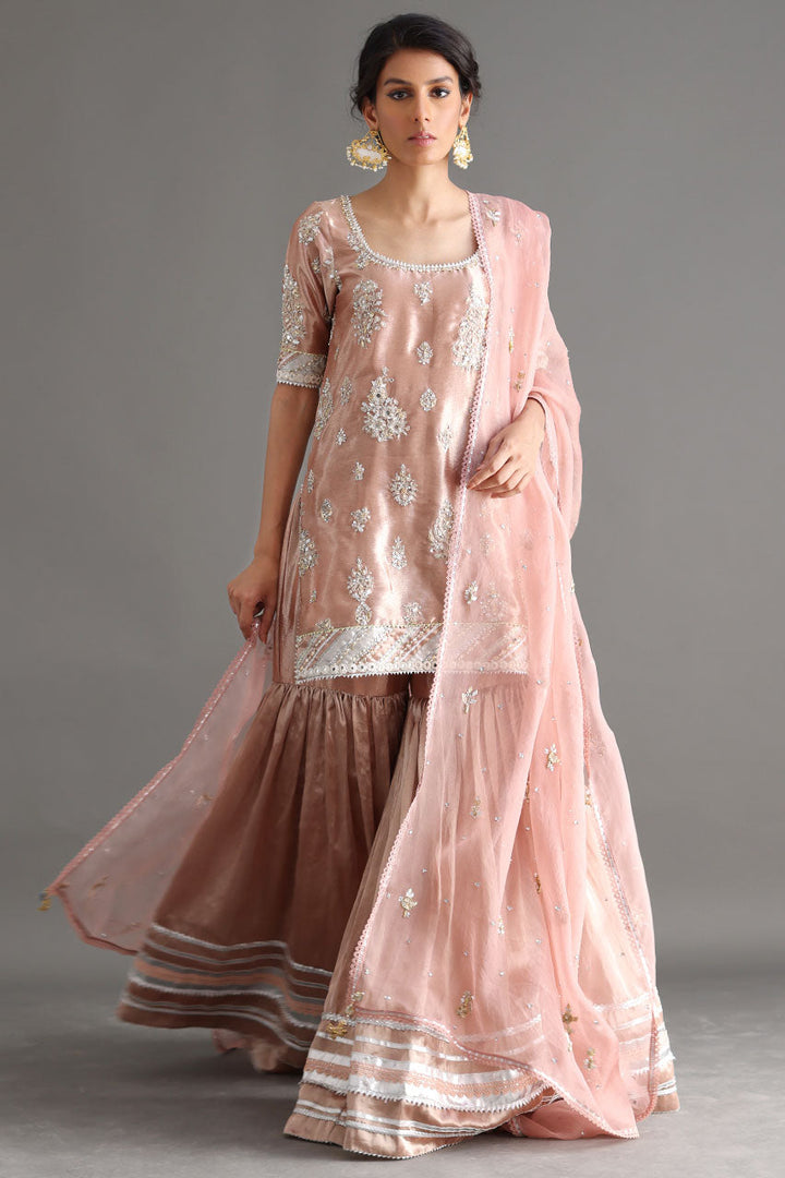 Pink-Shirt, Gharara And Dupatta