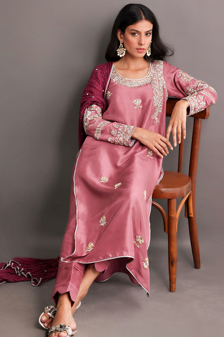 Pink-Kurta And Pant